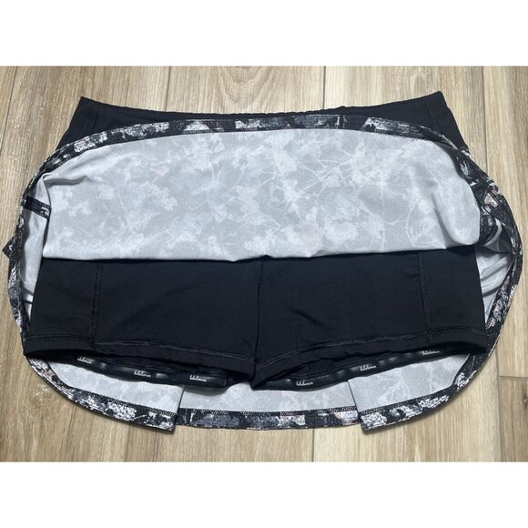 Lululemon Pace Rival Black Bloom Spring Floral Skirt - Size 10 - Picture 5 of 16